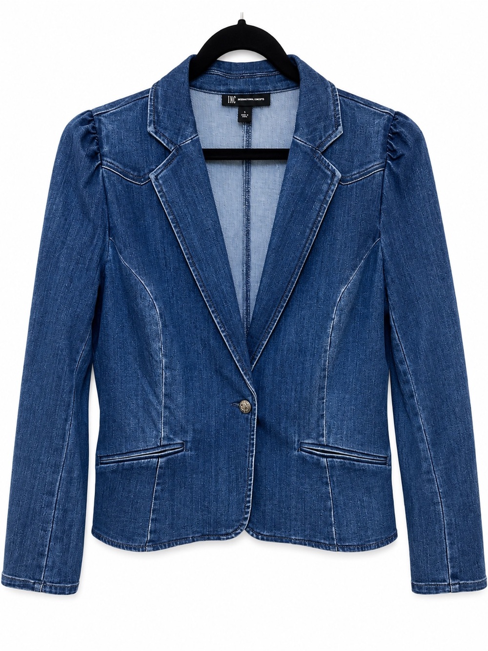 INC International Concepts Blue Denim Tailored Blazer